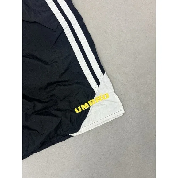 Vintage 90s Umbro Logo Soccer Shorts Size XL Black Made In USA Mesh - Picture 2 of 7